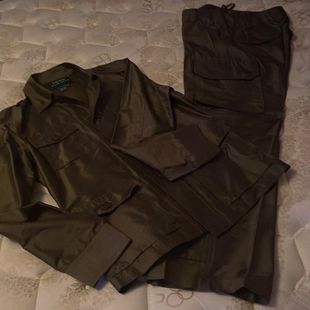 Ralph Lauren pants and jacket set, silk/sole